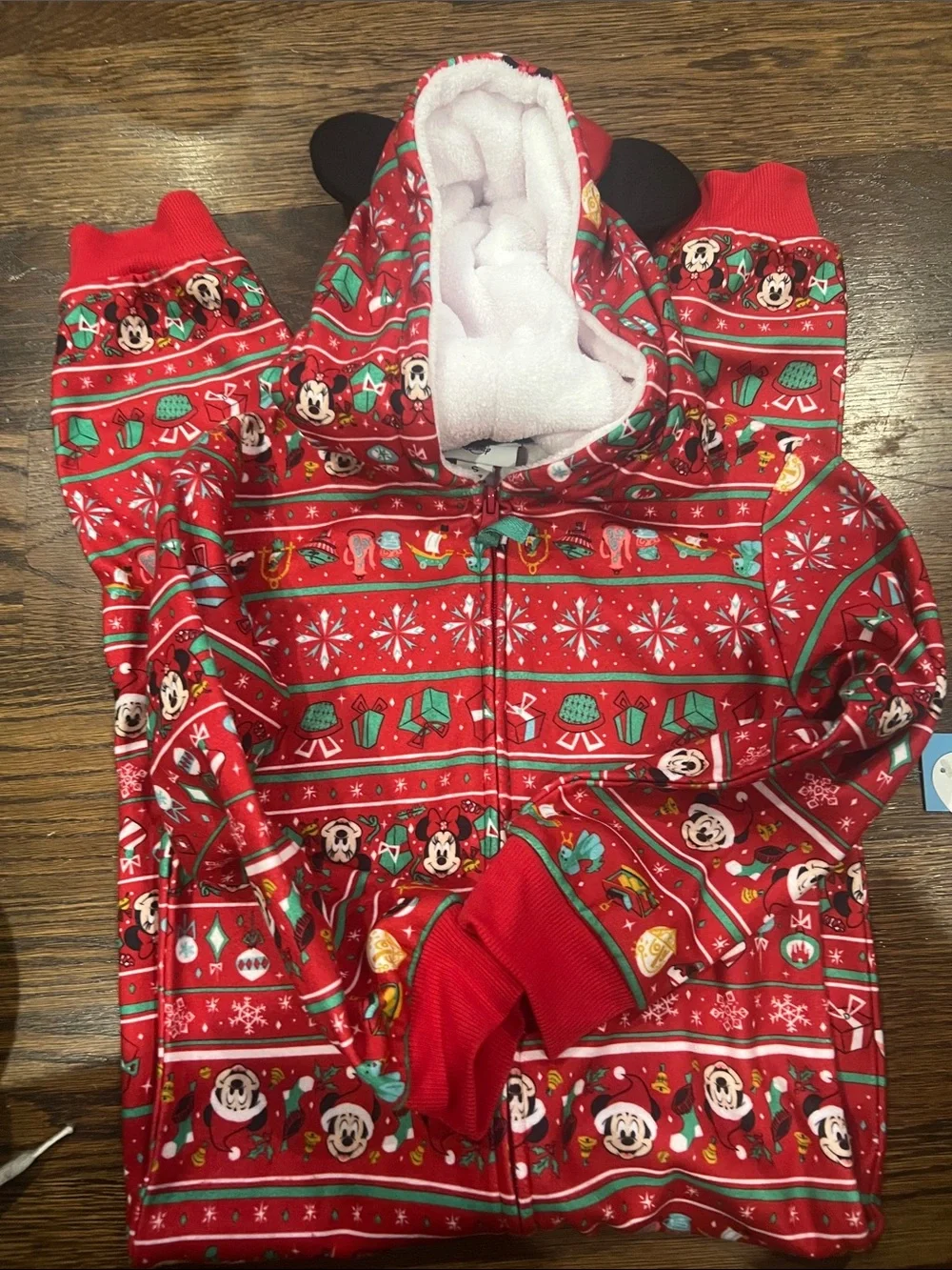 Disney Red and Green Mickey Mouse Holiday Zip Hoodie